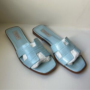 Steven New York Harlien Sandals in Light Blue Croco